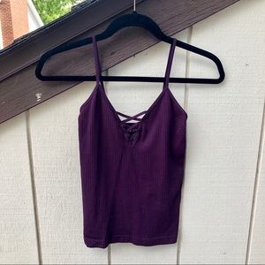 Aeropostale Purple Ribbed Cross Tank